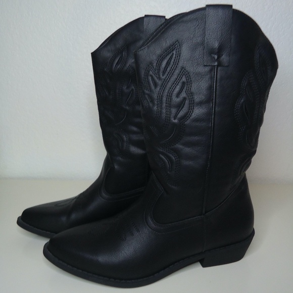 mysoft Shoes - All Black Womens Cowboy Boots - Size 9.5